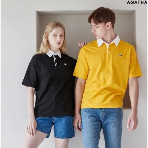 AGATHA plain collar scottie embroidered patch short sleeve tee [AGT212TS202]