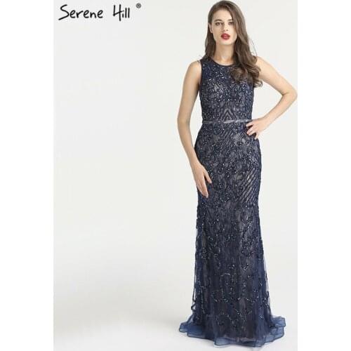 New Fashion Long Lace Vestido Navy Blue Lace Mermaid Formal Evening Party Prom Gown Dress Mother Of The Bride Dresses BLA6358