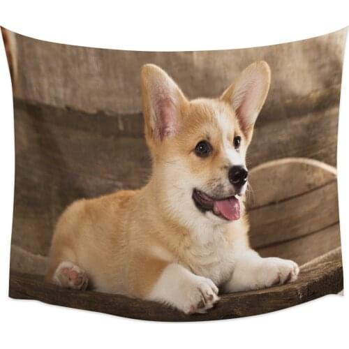 Animal Puppy Corgi Wall Tapestry Cover Beach Towel Picnic Yoga Mat Home Decoration