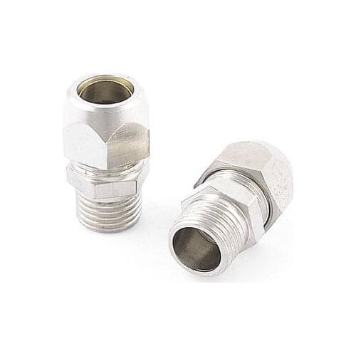 1/4" PT Male Threaded Adapter Hose Quick Joint Coupler Silver Tone 2 Pieces