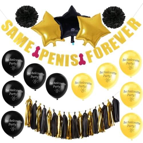 1set Same Penis Forever Bachelorette Party Latex Foil Balloon Tassels Set Wedding Engagement Women Single Party Decor Ballons