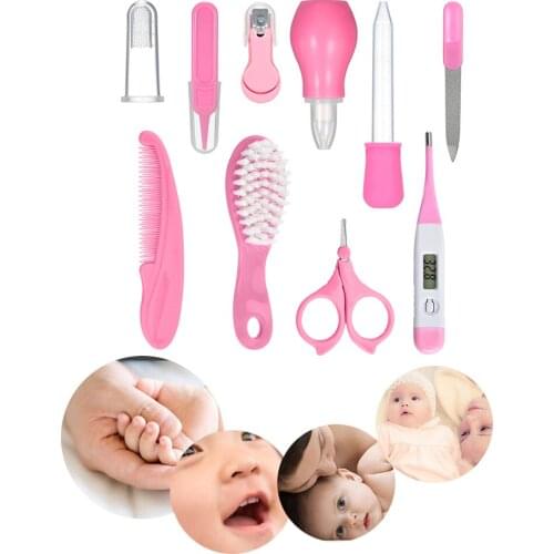 10 PCS Baby Healthcare Kit Digital Thermometer Comb Nail Clipper Nasal Aspirator Food Feeder Newborn Infant Shower Baby Care Set