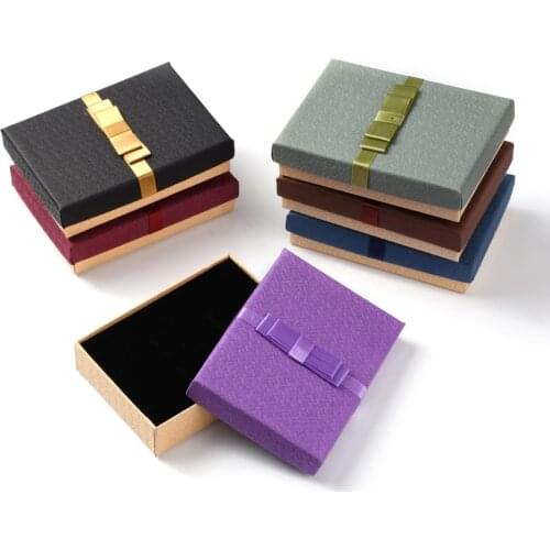 12pc/24pc Cardboard Jewelry Set Boxes Covered with Ribbon Bowknot and Paper For Necklaces Rings Earrings Gift Packaging Box