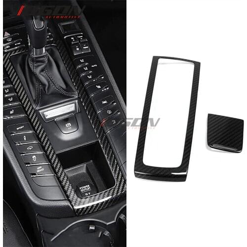 2pcs Real Carbon Fiber For Porsche Macan S GTS 2015-2019 2020 Car Styling Centre Console Gear Shift Panel Trim Accessories