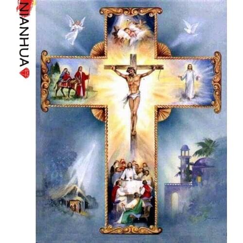 5D Diamond Painting Religious Cross Jesus Holy Light Mosaic Kit Photo Square Round Mural Handmade DIY Embroidery Gift Home