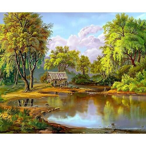 A7977 11CT/14CT/18CT/25CT/28CT oil street patterns Counted Cross Stitch DIY Cross Stitch Kits Embroidery Needlework Sets