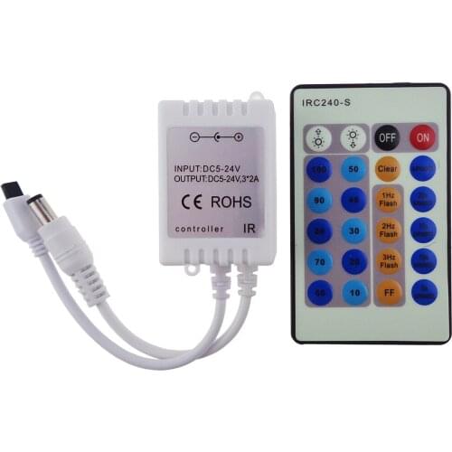 Wireless 24Key RF IR Remote Controller For Single Color 3528 5050 LED Strip Lights DC5-24V 1pcs