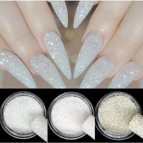 1g Shiny Nail Glitter Sequins Silver White Hexagon Sequins Sparkly Flakes Sandy Powder Dust For Manicure Nails Art Decoration