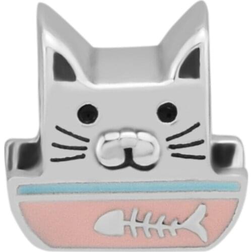 BEADS for Jewelry Making BraceletS Curious Cat cHarMs with Mixed Enamel 100% 925 OrigiNal Sterling Silver Jewerly Free Shipping