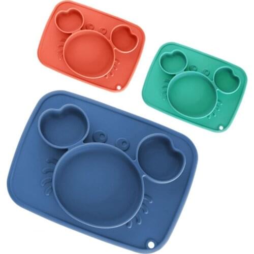 Children Dish Division Design Cartoon Shape Food Grade Silicone Baby Training Dining Plate Reusable Boys Girls Feeding Utensils