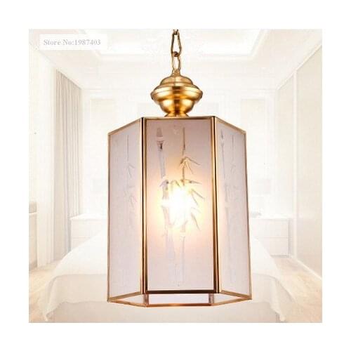 European copper&frosted glass Pendant lights Handwork soldering E27 LED outdoors waterproof lamp for pavilion&stairs BRSDD010