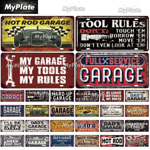 Garage Vintage Metal Poster License Plate Metal Sign Decor Wall Bar Pub Man Cave Tin Signs & Plaques Tool Rules Poster