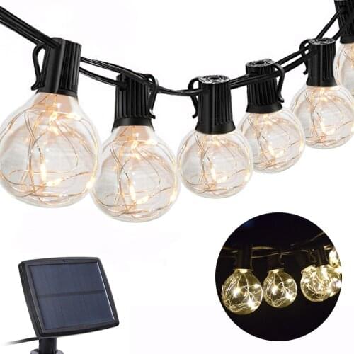 Solar Light Garland G40 Bulb Edison LED Solar Garden Light Retro Glass String Lights For Outdoor Party Solar Power