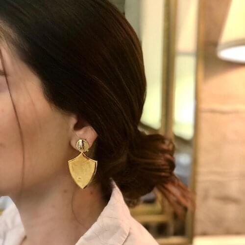 GULCE DERELI, SINGLE EARRING, ONE SIDE, SHIELD CHARM EARRING, NEW PRODUCT, GIFT BOX, GOLD/SILVER PLATED