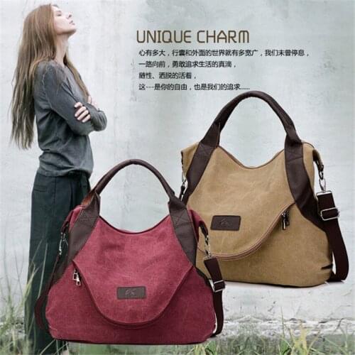 Women Canvas Large Capacity Carry-on Shoulder Tote Bag Retro Cross Body Bag Women Large Shoulder bags Tote Top-handle Hnadbag