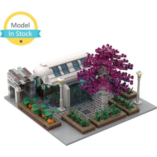MOC Greenhouse Greening Environment Garden Modern Building City Streetview Series Brickstive Model Building Blocks Toys Kid Gift