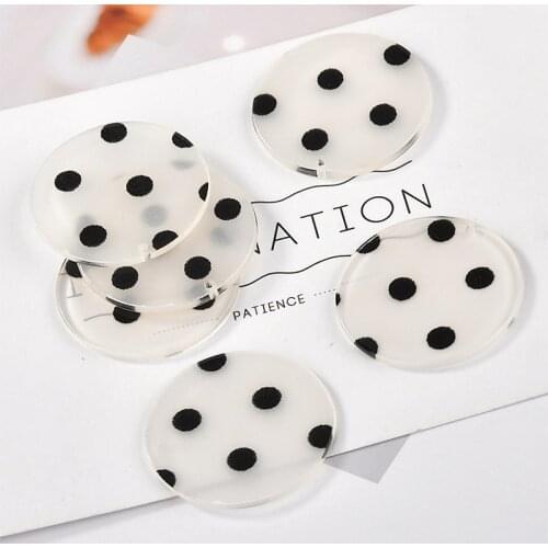 Circular Acrylic Resin Polka Dot Black and White Dots Wafer DIY Earrings Ear Clip er shi pin Materials Accessories