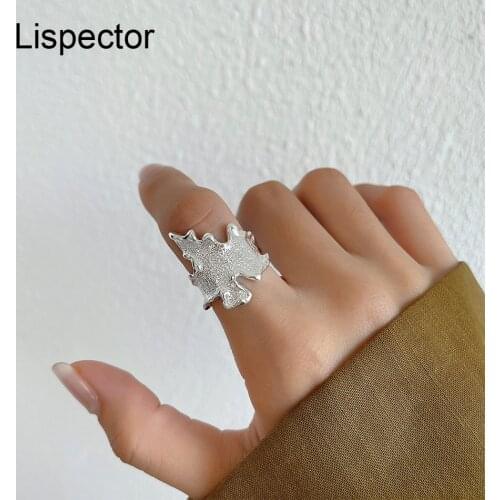Lispector 925 Sterling Silver Individuality Irregular Curve Rings for Unisex Exaggerated Thick Wide Ring Party Statement Jewelry