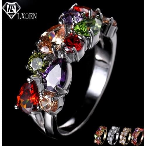 LXOEN Fashion Mona Lisa Silver Color Engagement Ring AAA Zircon Wedding Rings for Women Crystal Jewelry Accessories anillos
