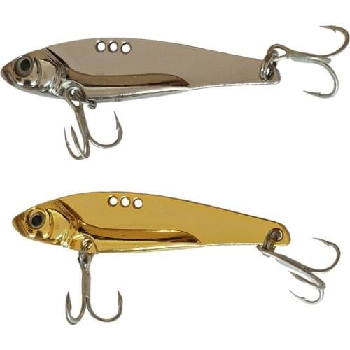 Metal Vib Leech Spinners Spoon Lures 7g Artificial Bait With Feather Hook Night Fishing Tackle for Bass Pike Perch