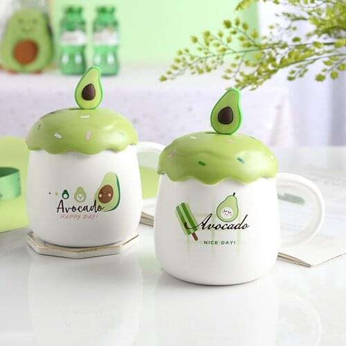 Cartoon Ceramic Coffee Mug with Lid Personalised Cute Large Capacity Creative Juice Mug Couple Esspresso Cups Drinkware DA60MKB