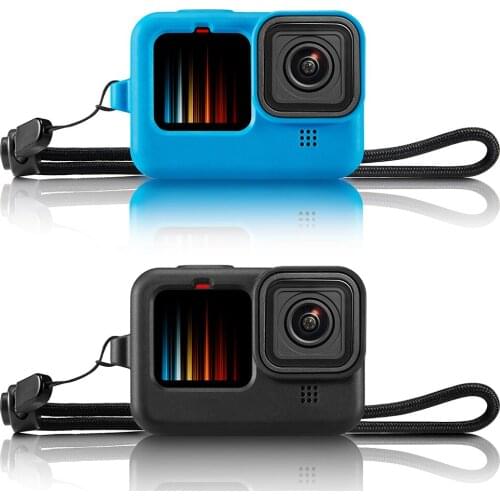 Soft Silicone Case For GoPro 9 Lens Cap black blue Adjustable Handle Wrist Strap For GoPro Hero 9