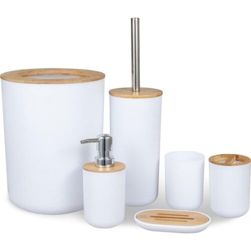 Bathroom Accessories Set 6 Pieces Of Cleaning Tools Toothbrush Holder Soap Dispenser Toilet Brush Trash Can Bathroom Accessories
