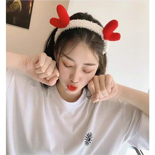 2020 New Lamb Hair Hoop Cute Antlers Christmas Ins Plush Cute Hair Accessories