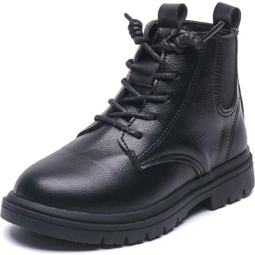 2021 New Boots for Girls Korean Cotton Velvet Childrens Boots Kids Shoes Trend Baby Low-cut Lace-up Martin Boots Flats Fashion