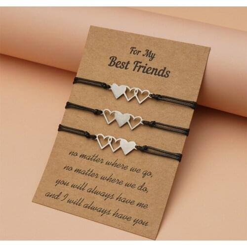 New Pattern Trend Best Friends Bracelet Simple and Creative Hollow Heart Stainless Steel Bracelet Fashion Lady Birthday Gift