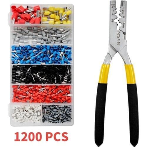 Crimping Tube Terminal Pliers 0.25-35mm GERMAN Style Mini Crimper Pliers electrical Bootlace 1200pcs Terminal VE Crimping Tools