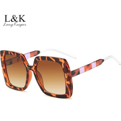 LongKeeper Sexy Square Sunglasses Women Fashion Brand Oversized Sun Glasses Vintage Leopard Ladies Shades Lunette Femme Oculos