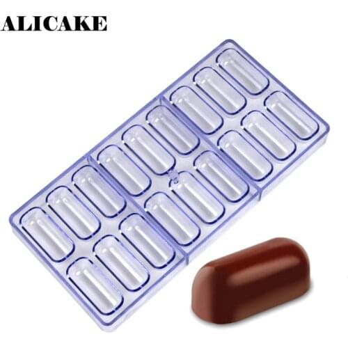 18Cavity Oval 3D Polycarbonate Chocolate Moulds Baking Mold Cake Form Candy Pastry Chocolate Bar Molds Plastic Bakery Tools