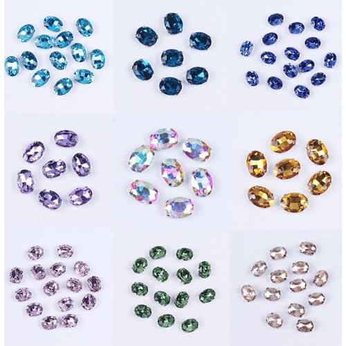 Oval Stones and Crystals Sew on Rhinestones For Clothes Craft Silver Four Claw Diamond Strass Rhinestones for Needlework Crystal