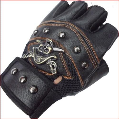 Summer Sports Gloves Without Fingers Skull Scooter Bicycle Bike Mittens Women Motorcycle Cycling Fingerless Gloves