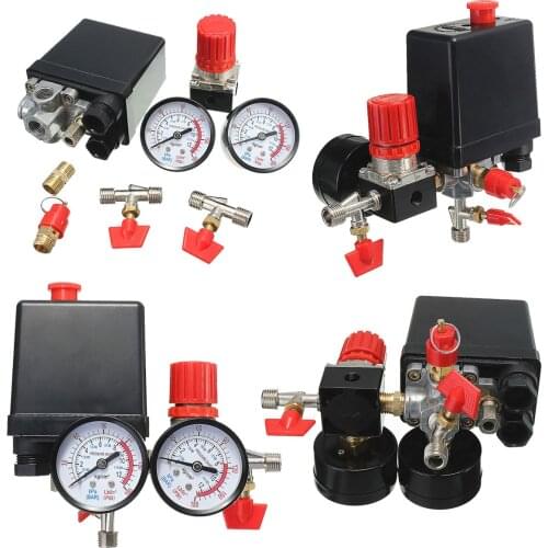 7.25-125 PSI Regulator Duty Air Compressor Pump Pressure Control Switch 0.05-1.2Mpa 240V/380V Air Pump Control Valve With Gauge