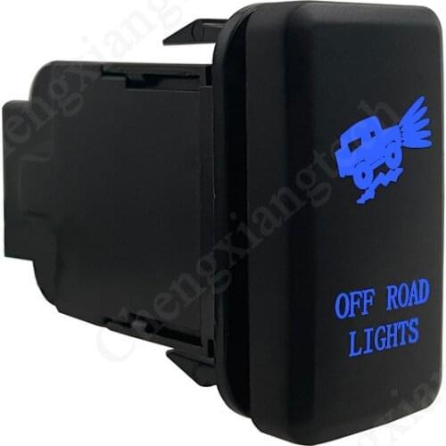 Blue LED Car Push Button Switch Off Road Lights For Toyota Prado Landcruiser Hilux FJ Cruiser ON OFF Switch + Wire 12 Volt 3Amp