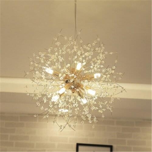 Nordic Minimalist Creative Crystal Dandelion Chandelier Art Fire Ball Parlor Bar Restaurant Dinner Hanging Lamps
