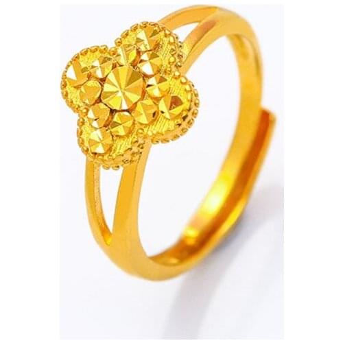 Light Yellow Gold Color Alloy Geometric Shape Resizable Finger Ring for Gift Fashion Jewelry