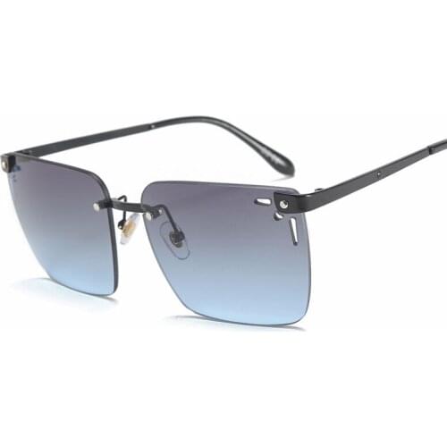 Veshion Square Rimless Luxury Sunglasses Men Women Fashion Shades UV400 Vintage Glasses