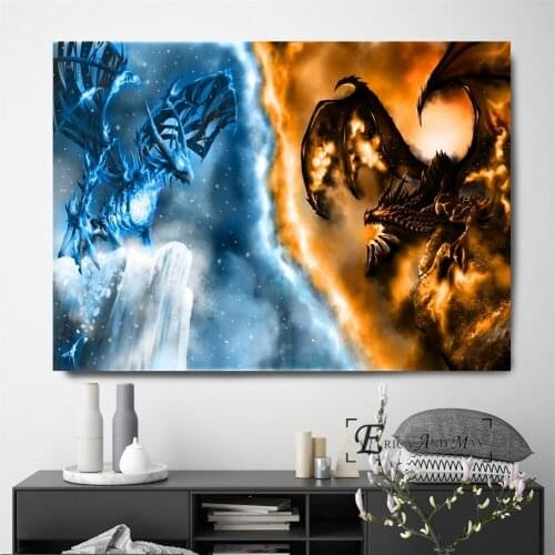 World Of War Craft Fight War Vintage Poster Prints Oil Painting On Canvas Wall Art Murals Pictures For Living Room Decoration