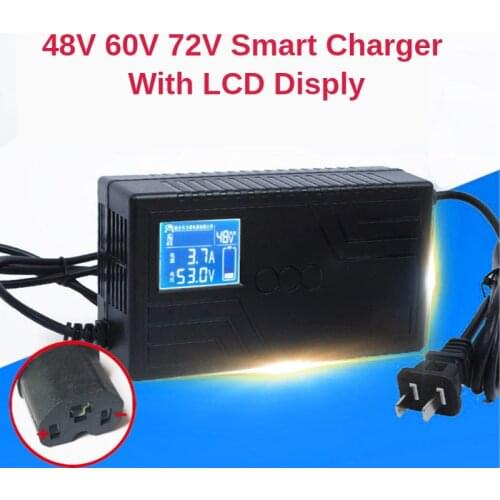 13S 16S 17S 20S 24S Lithium Batteri Charger 48V 60V 72V Li-ion Lifepo4 Charger with LCD Display Screen Scooter E-bike Charger