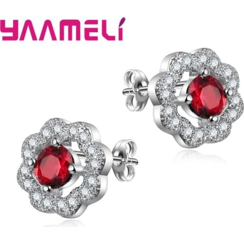 Summer Flower 925 Sterling Silver Earrings for Women Female Full Rhinestone Inlay Paved Cubic Zircon Stone Jewelry
