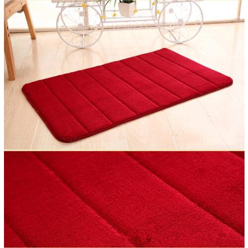 1pc 40x60cm Bathroom Carpet Coral Fleece Memory Foam Bath Mat Bathroom Horizontal Stripe Carpet Non-slip Bath Mat