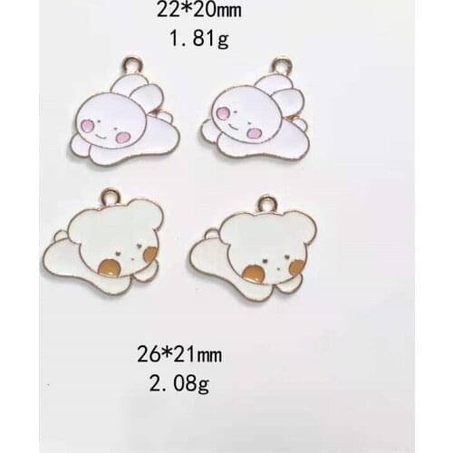 10PCS Running Rabbit Puppy Dripping Oil Alloy Jewelry DIY Manual Accessories Rubber Band Earring Pendant Korean Hot Style