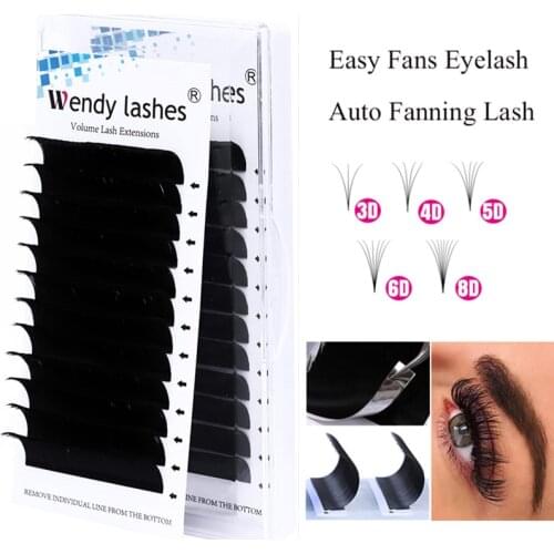 10pcs Wholesale Easy Fan Eyelash Extensions Russian Volume Fans Faux Mink Lashes Makeup de cils Auto-flower Fan Graft Lash Tools