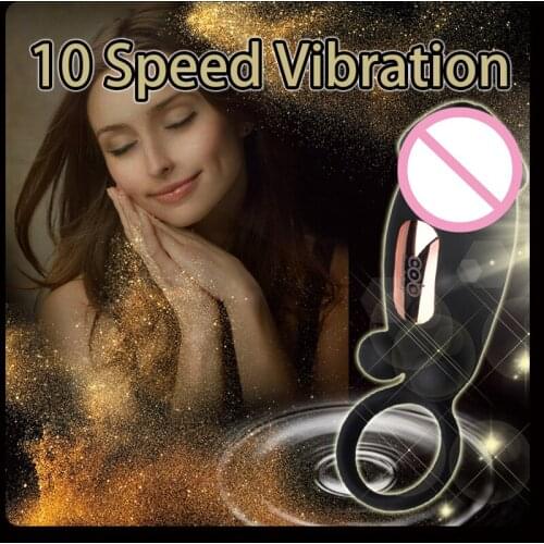 10 Speed Penis Cock Ring for Male Dildo Vibrator Long Delay Silicone Rings Vibrator Massage Sex Toys for Men/Couples Masturator