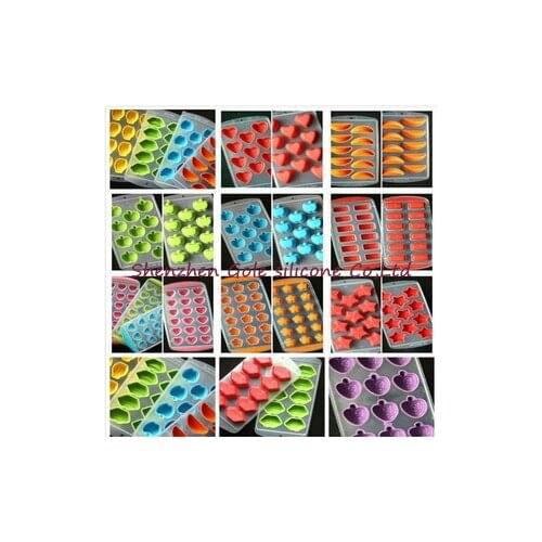100pcs/lot Free shipping Creative Colorful Fruit Shape Silicone Ice Cube Tray Mold candy colors frozen cells