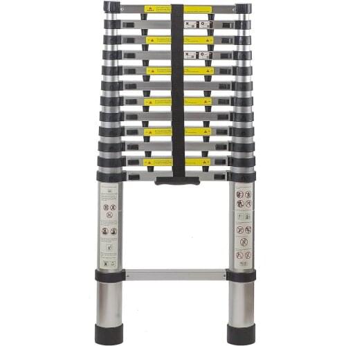 12.5 Ft Extendable Telescoping Aluminum Portable Ladder with Finger Protection Spacers Telescopic Ladder