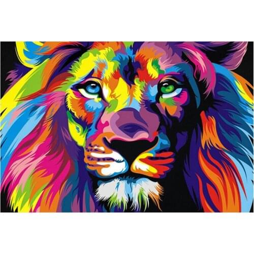 3D Diamond Painting Cross Stitch Colorful Lion Rhinestone Crystal Needlework Diamond Embroidery Full Diamond Decorative GLYP-045